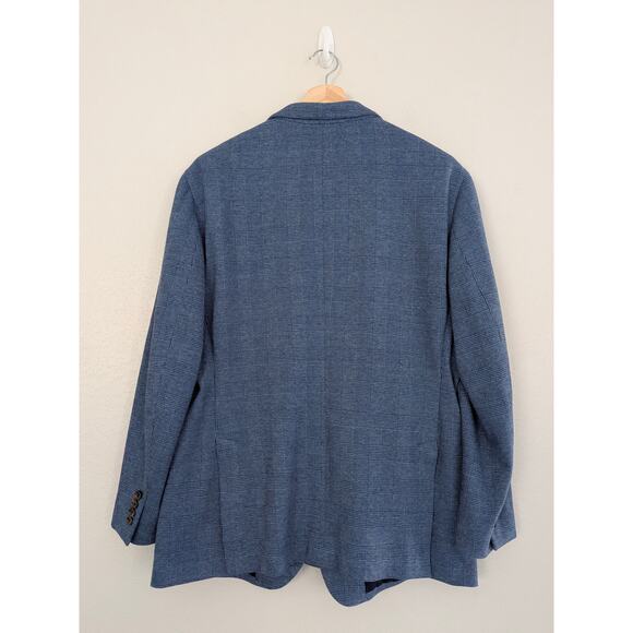Men's Bonobos Blue Glen Plaid Cotton Blend Sport Coat Blazer Athletic Fit Sz 46R - Picture 3 of 9